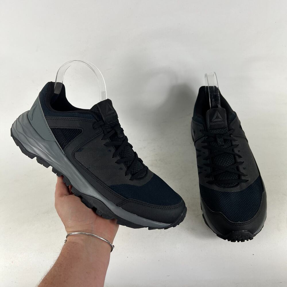 Reebok Run Sneakers Men's 9 Black Gray Lace Up Low Top Running Athletic Shoes